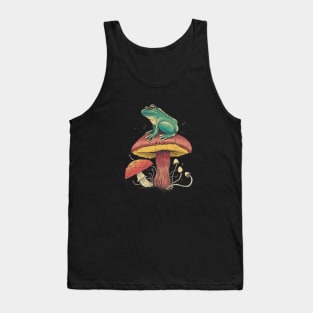 Frog sat on Mushroom Cottagecore Goblincore Forest Tank Top